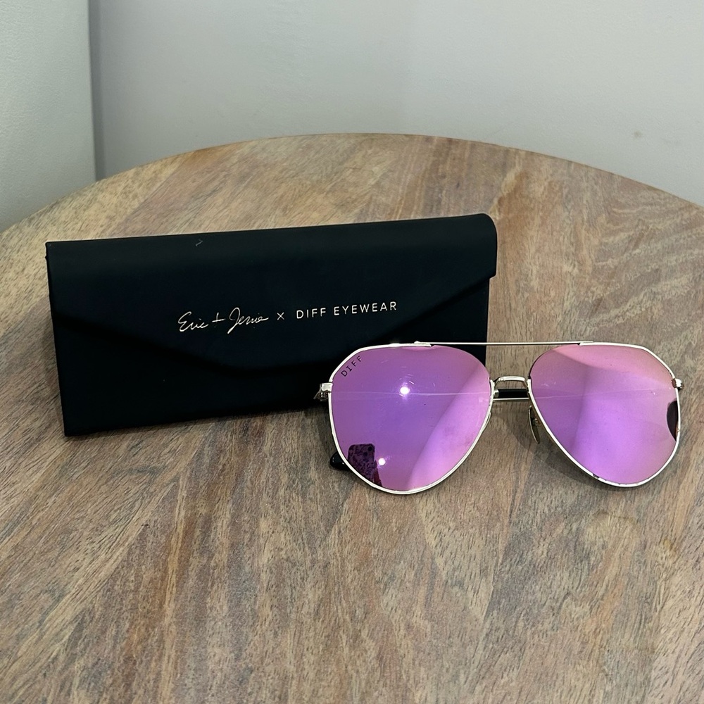 Diff Eyewear Purple Aviator Sunglasses
